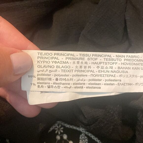 EUC Zara Womens Eyelet Little Black Midi Dress with Delicate Lace Accents - Picture 12 of 12